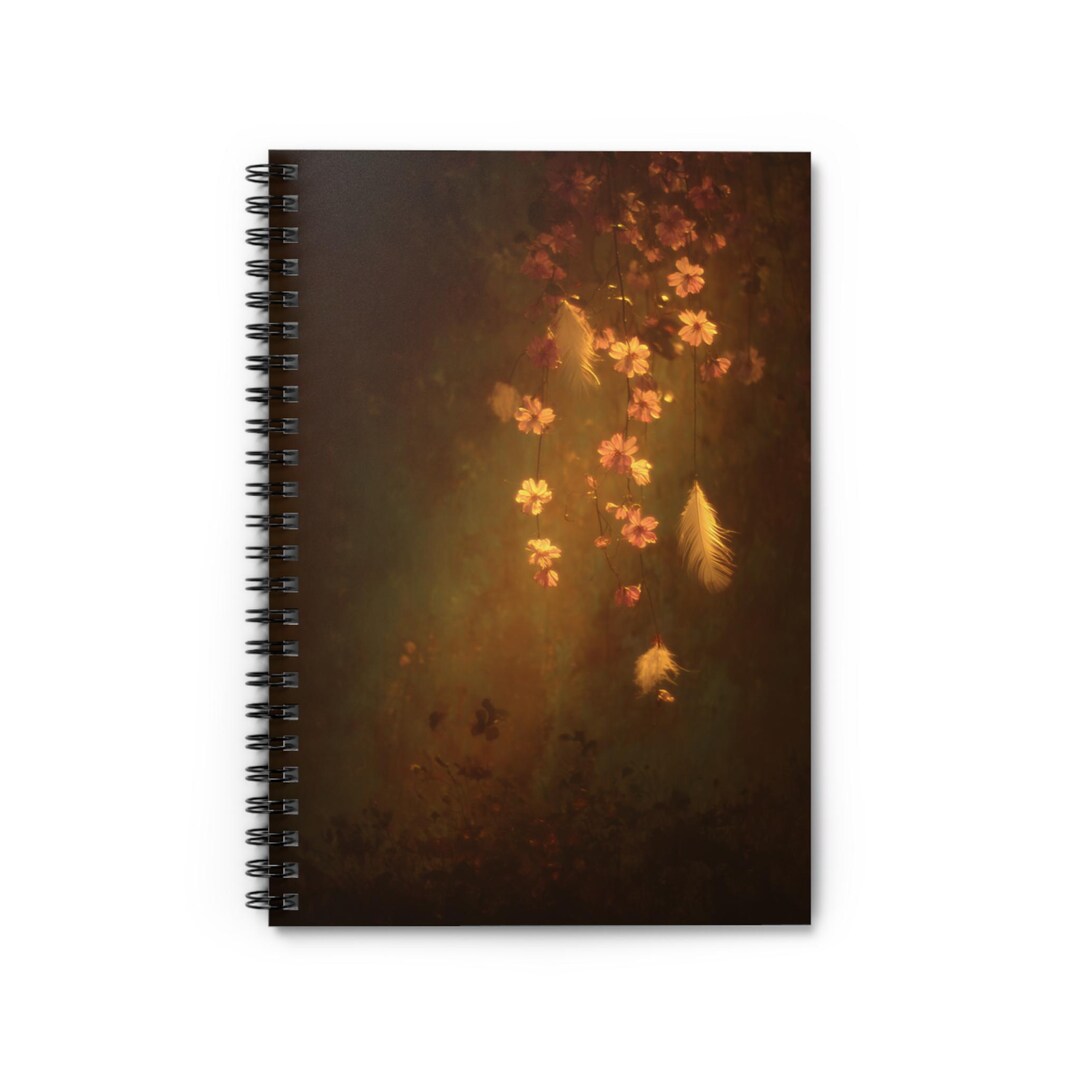 Golden Falling Flowers Spiral Notebook | Ruled Journal - Etsy