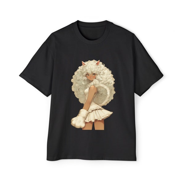 Cozy Cat Oversize Top | Luxurious Feline Tee | Heavenly Whiskers Tee | Curly Whisker Tee | Fluffy Feline Fashion Shirt | Angelic Cat Top