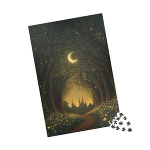 Mystieke bospuzzel - 110/252/520/1014-delig, betoverend nachtbeeld, cadeau natuurliefhebbers, gezinsactiviteit, woondecoratie