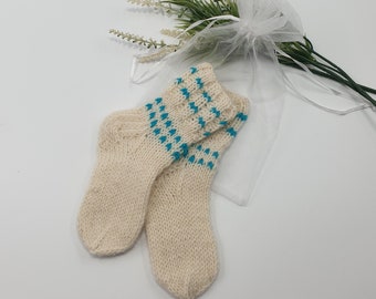 Baby Wool Socks / Wool Socks / Hand Knitted Wool Socks / Newborn Boy and Girl Socks / Pure Wool Baby Showers Gift