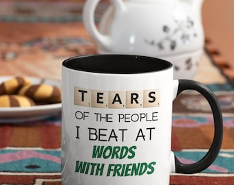 Funny Words With Friends Mug – Tears of My Opponents Tile Coffee Cup