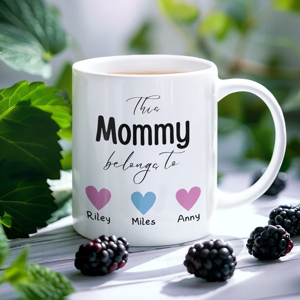 Personalized Mommy Hearts Coffee Mug | Gifts For Mom | Mothers Day Mug and Mommy Cups, Mommy Mothers Day, For Mommy, Mom, From Children