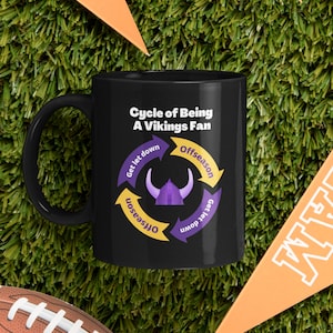 Funny Minnesota Vikings Football Black Coffee Mug, 11oz Premium Quality Gift Idea, Minnesota Sports Fans, Christmas Present For Him