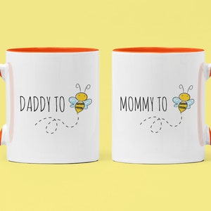 Parents To Bee Set Of Two Coffee Mugs, 11oz Premium Quality Gift Idea, Mommy To Be, Daddy To Be, Baby Shower Gift, Pregnancy Announcement