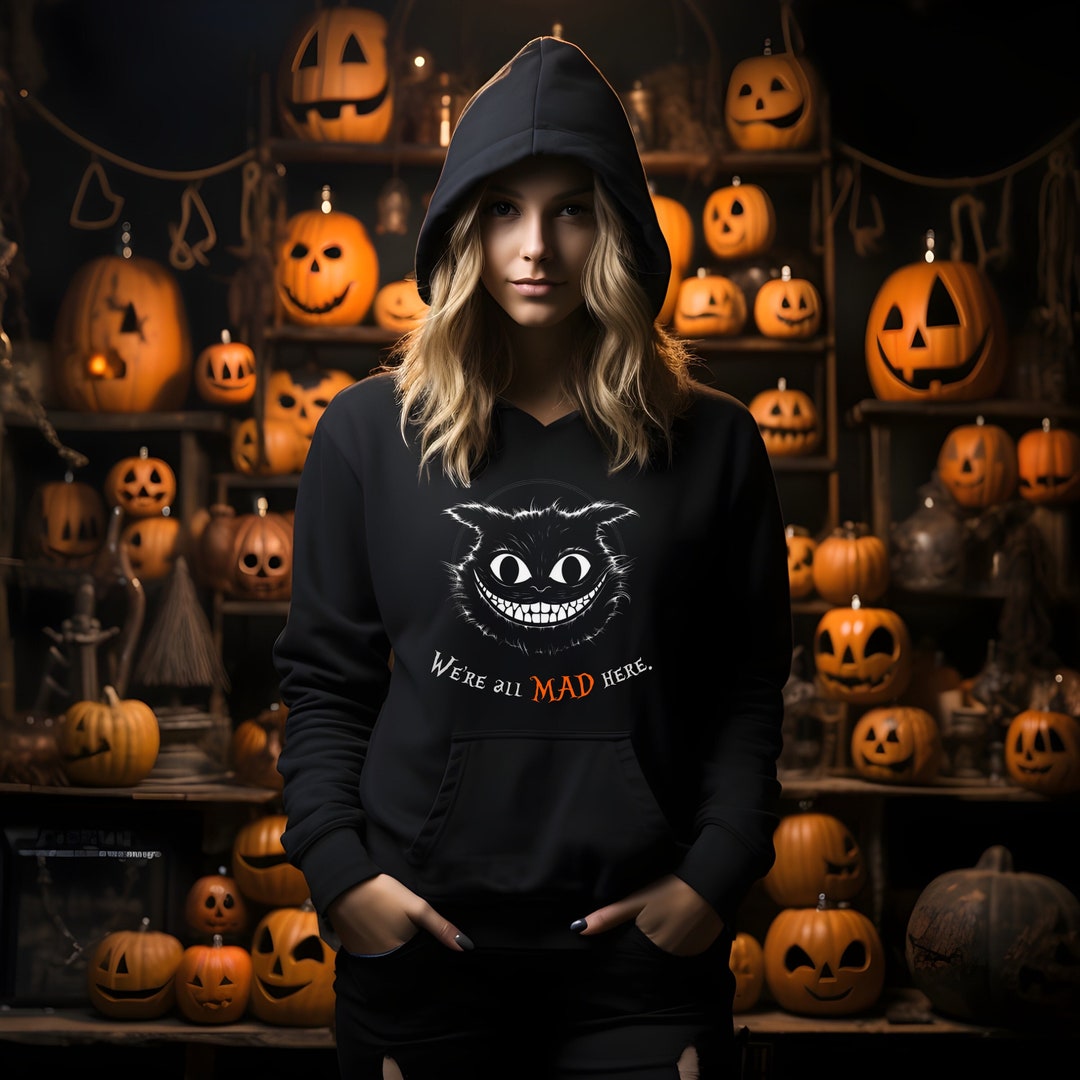 Cheshire Cat Sweatshirt Were All Mad Here Alice in Wonderland Etsy