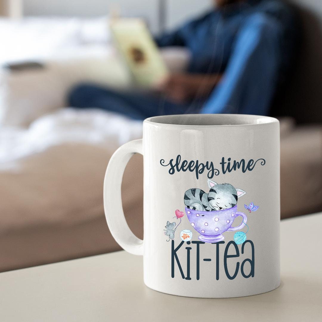 Sleepy Time KitTea White Mug 11oz or 15oz Premium Quality Etsy