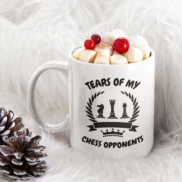 Funny Black White Coffee Mug With Chess Pieces | Chess Gift | Chess Mug, Chess Present For Chess Teacher, Coach, and Player