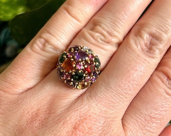 18k Gemstone Ring, Multi-Gemstone Ring, Vintage Jewelry, Estate Jewelry, 18k Yellow Gold, Rainbow Jewelry, Gemstone Jewelry, Estate Rings