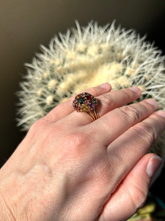 18k Gemstone Ring, Multi-Gemstone Ring, Vintage J… - image 3