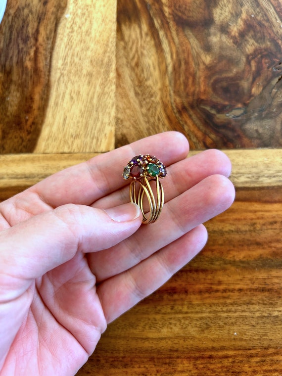 18k Gemstone Ring, Multi-Gemstone Ring, Vintage J… - image 7