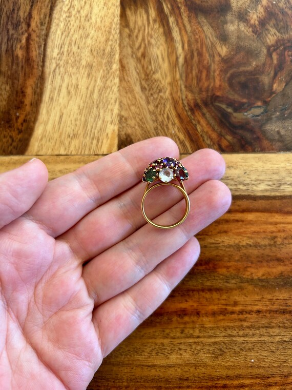 18k Gemstone Ring, Multi-Gemstone Ring, Vintage J… - image 6