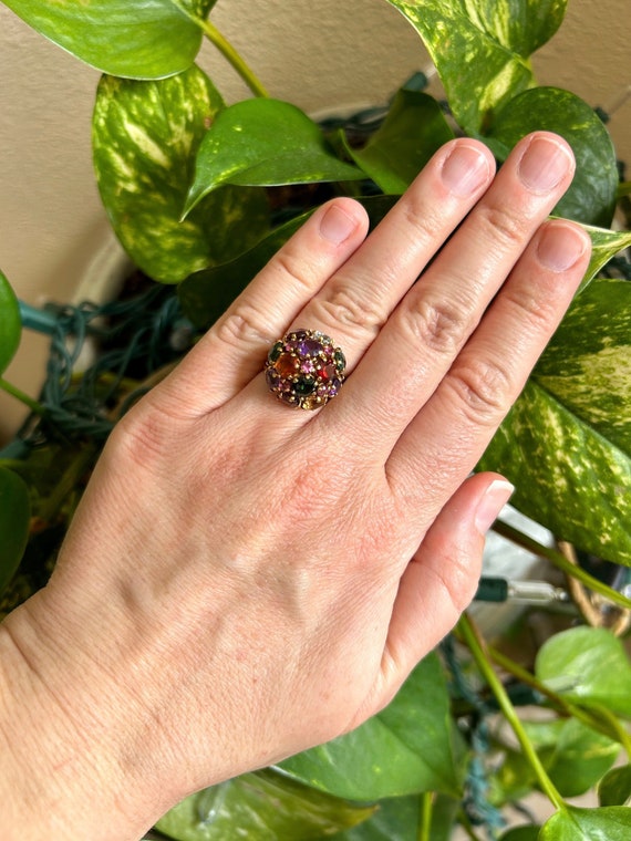 18k Gemstone Ring, Multi-Gemstone Ring, Vintage J… - image 1