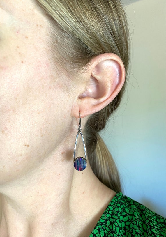 USA Seller, Created Opal Earrings, Sterling Silve… - image 2