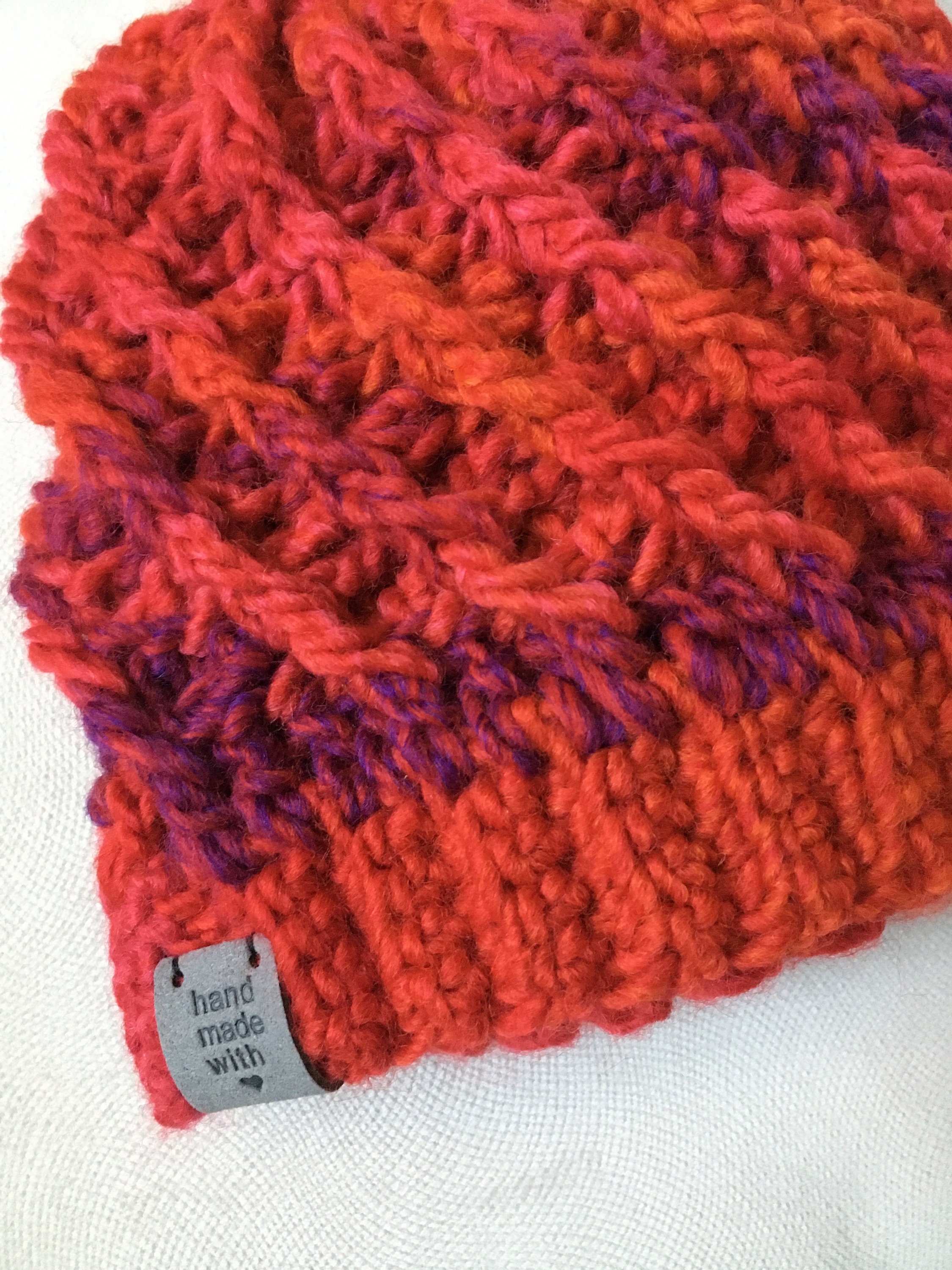 Bonnet Fait Main En Laine Au Crochet Avec Pompon Multicolore Violet Bleu  Orange Tricot Pour Enfant Homme Femme Unisex Follement Original 