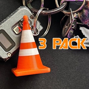 3D-geprinte verkeerskegelsleutelhanger - 3 stuks
