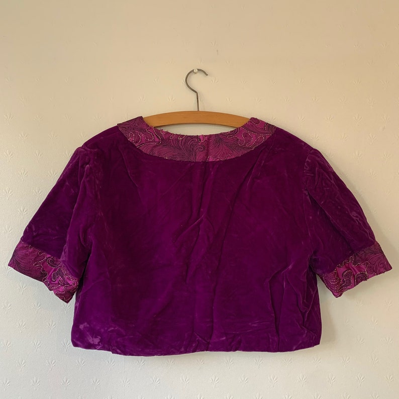 Vintage 1960/'s Handmade Purple Velvet Bolero