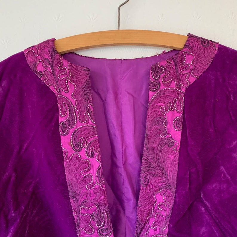 Vintage 1960/'s Handmade Purple Velvet Bolero