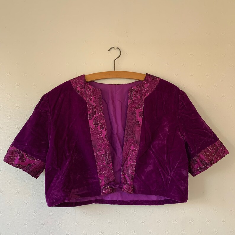 Vintage 1960/'s Handmade Purple Velvet Bolero