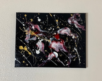 Original Abstract Fluid art Acrylic Painting on canvas ~ 11 x 14” ~ pour Art ~ pour painting