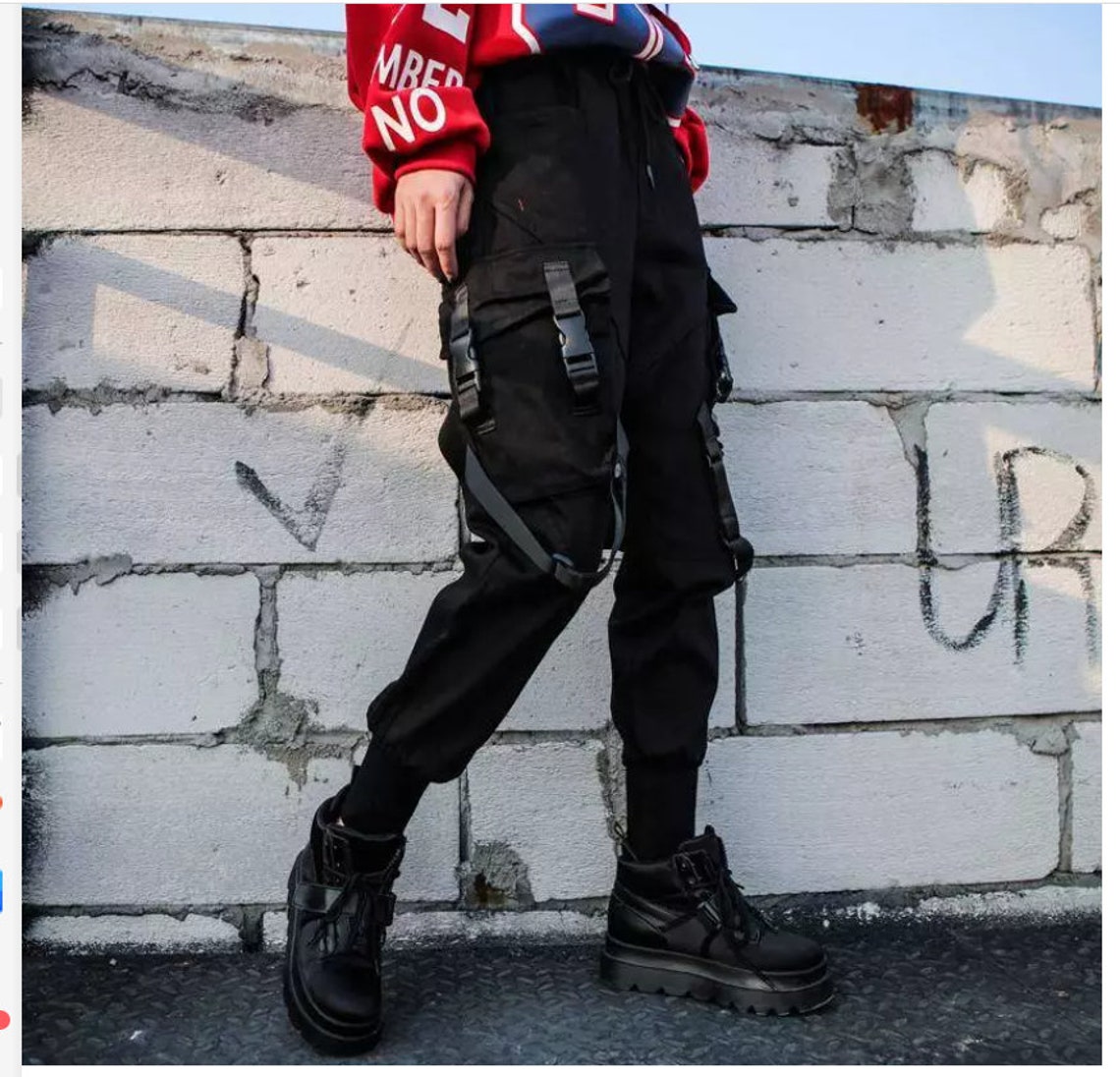 Black High Waist Cargo Pants Women Casual Punk Pants Gothic | Etsy