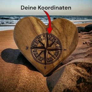 Hand flatterer heart &quot;home is where your heart is&quot; personalized from olive wood