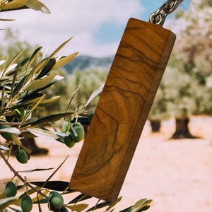 olive wood keychain with laser engraving
