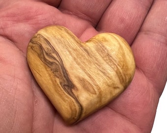 Personalized hand flatterer heart made of olive wood