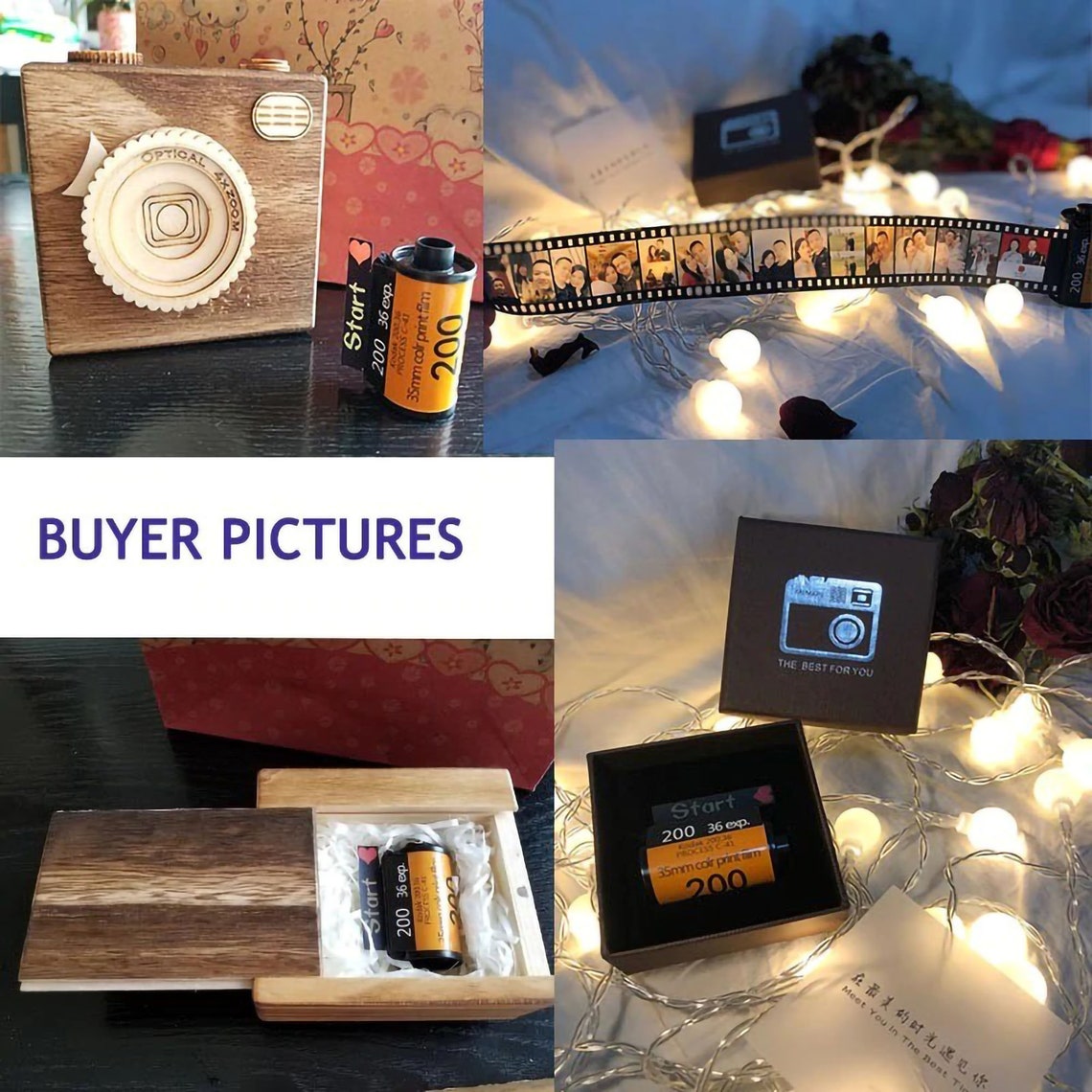 Personalized Film Roll Keychain 10 Pictures Birthday Gift