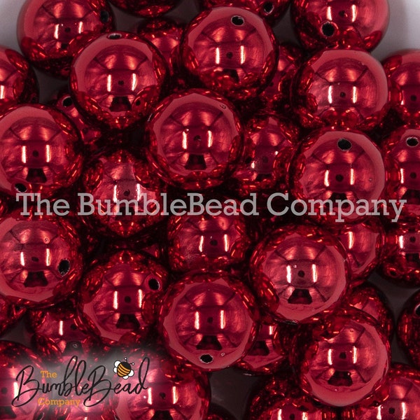 20MM Red Reflective Chunky Bubblegum Beads, Acrylic Gumball Beads in Bulk, 20mm Beads, 20mm Bubble Gum Beads, 20mm Shiny Chunky Beads