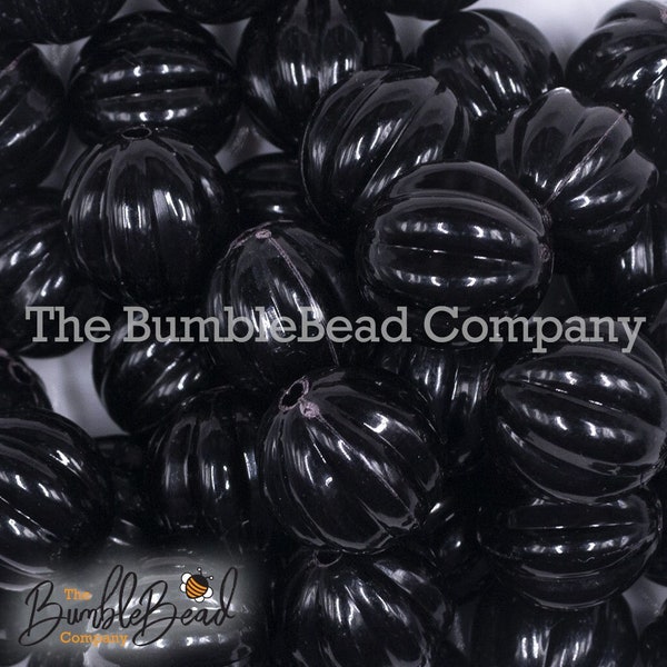 20mm Black Opaque Pumpkin Shaped Chunky Bubblegum Bead, Acrylic Beads in Bulk, 20mm Beads, 20mm Bubble Gum Beads, Chunky Beads