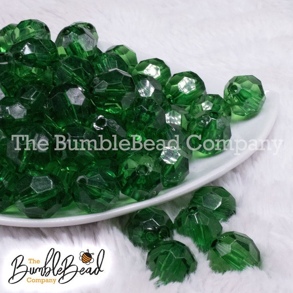 16MM Green Transparent Faceted Chunky Bubblegum Beads, 16mm pumpkin Acrylic beads, 16mm beads