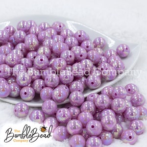 12MM Purple Iridescent Solid AB Chunky Bubblegum Beads, Acrylic Gumball Beads in Bulk, 12mm Bubble Gum Beads, 12mm Shiny Chunky Beads