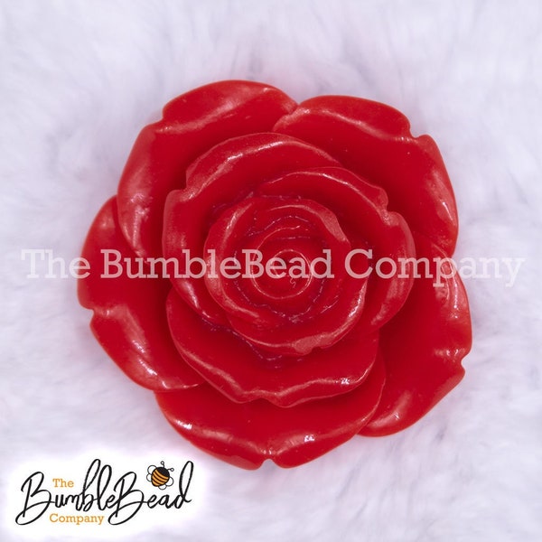 42mm Acrylic Red Rose Flower Focal Bead, Chunky bubblegum bead focal, large focal beads, Chunky bead necklace