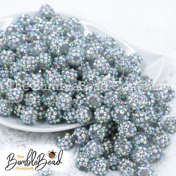 12mm Clear Hologram Rhinestone AB Bubblegum Beads, Acrylic Gumball Beads in Bulk, 12mm Bubblegum Beads, Chunky Beads, 12mm Rhinestone