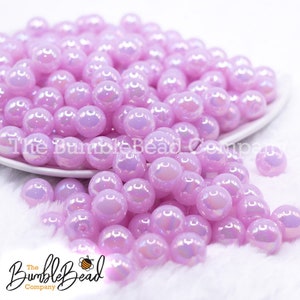 12mm Pastel Purple Jelly AB Acrylic Bubblegum Beads, Acrylic Beads in Bulk, 12mm Beads, 12mm Bubble Gum Beads, 12mm Shiny Chunky Beads
