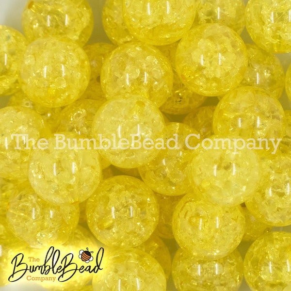 20mm Yellow Crackle Bubblegum Beads, 20mm Beads in Bulk, Bubblegum Beads, 20mm beads