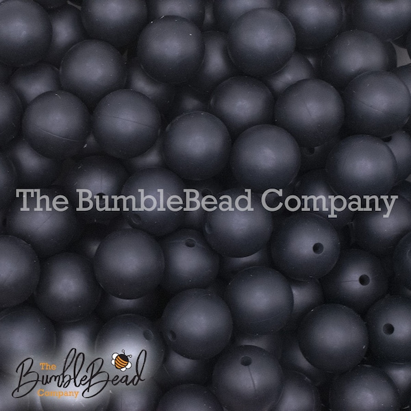 15mm Black Silicone Beads, Silicone Beads in Bulk, 15mm silicone bubblegum Beads, Chunky Beads