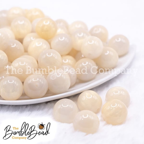 16mm Ivory Luster Bubblegum Beads, Acrylic Gumball Beads in Bulk, 16mm Beads, 16mm Bubble Gum Beads, 16mm Shiny Chunky Beads