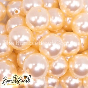 20mm Cream Faux Pearl Bubblegum Beads, Acrylic Gumball Beads in Bulk, 20mm Bubble Gum Beads, 20mm Shiny Chunky Beads