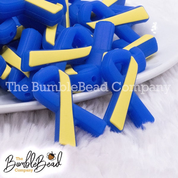 Down Syndrome Awareness Ribbon Silicone Focal Bead Accessory - Silicone beads
