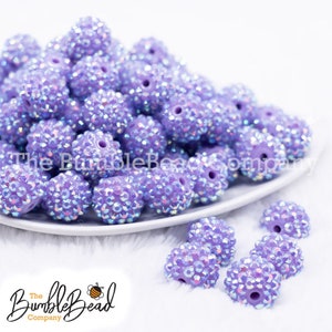 16mm Purple Rhinestone Jewelry Beads, Resin Rhinestone Beads in Bulk, 16mm Beads, 16mm Jewelry Beads, 16mm Shiny Chunky Beads