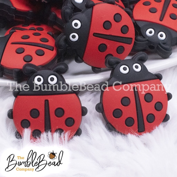 Ladybug Silicone Focal Bead Accessory - 27mm x 29mm,  Silicone beads