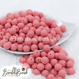 12mm Punch Pink Matte Solid Acrylic Bubblegum Beads, Acrylic Gumball Beads in Bulk, 12mm Bubblegum Beads, Chunky Beads - 20 Count Lot
