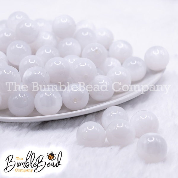 16mm White Luster Bubblegum Beads, Acrylic Gumball Beads in Bulk, 16mm Beads, 16mm Bubble Gum Beads, 16mm Shiny Chunky Beads