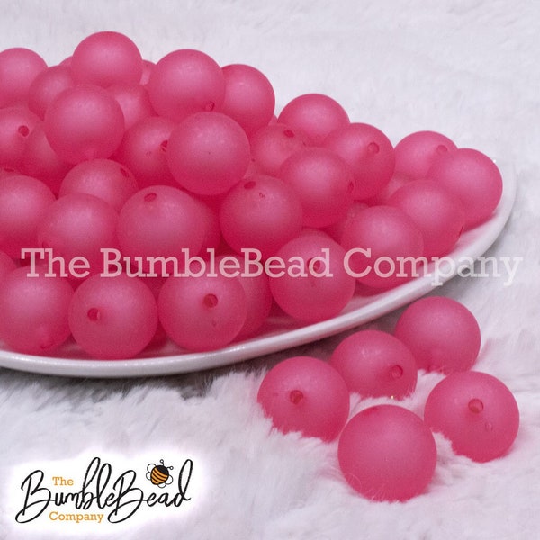 16mm Hot Pink Frosted Bubblegum Beads, Acrylic Gumball Beads in Bulk, 16mm Beads, 16mm Bubble Gum Beads, 16mm Frosted Chunky Beads