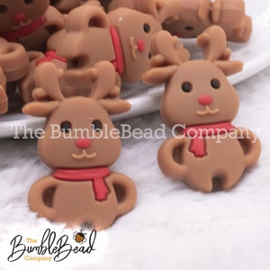 Reindeer Silicone Focal Bead Accessory - 27mm x 30mm,  Silicone beads