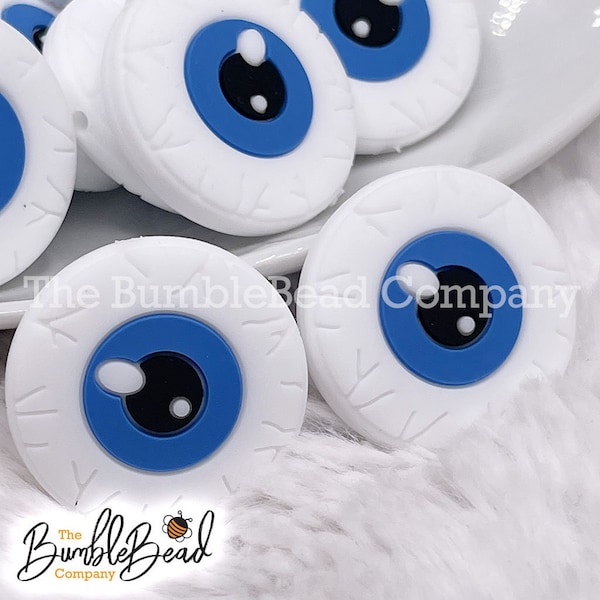 Blue eyeball Silicone Focal Bead Accessory - 30mm x 30mm,  Silicone beads