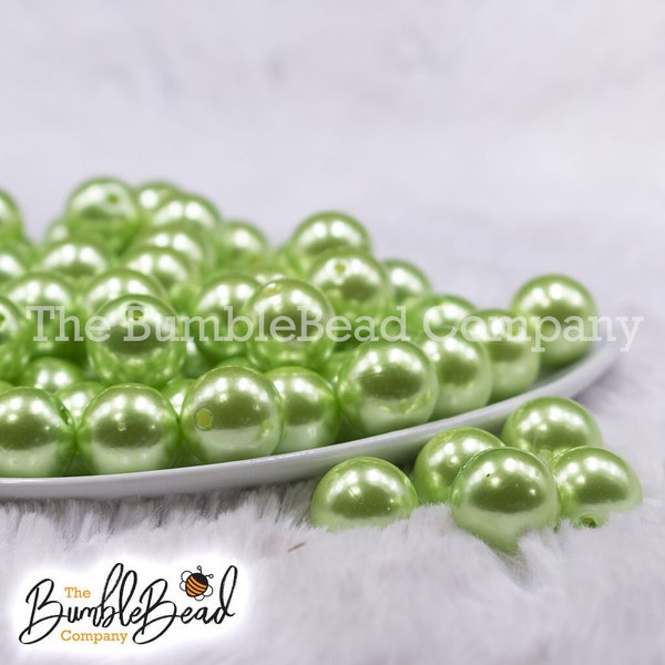 16mm Spring Green Faux Pearl Bubblegum Beads, Acrylic Gumball Beads in Bulk, 16mm Bubble Gum Beads, 16mm Shiny Chunky Beads