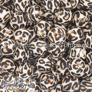 12mm Leopard Silicone Beads, Silicone Beads in Bulk, 12mm silicone bubblegum Beads, Chunky Beads