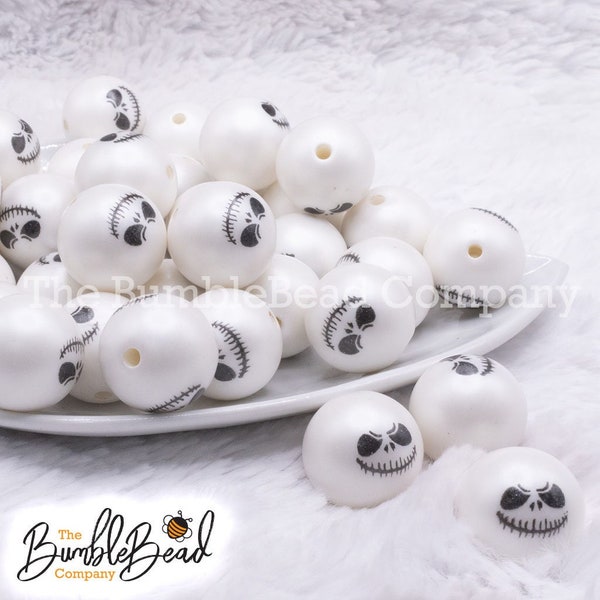20MM Skull Face Halloween print Chunky Bubblegum Beads, 20mm Beads, 20mm Bubble Gum Beads, 20mm Shiny Chunky Beads